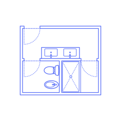 Layouts Bathrooms Primary Split Shower Bidet U Shape Sketch Drawing Svg Vector, Free Vectors File